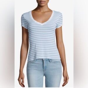 NWT Frame Le Button V-Neck Striped Tee size S